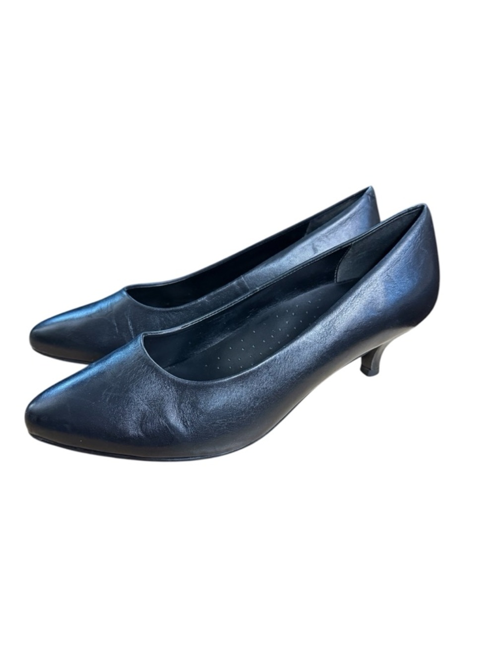 Trotters Kiera Classic Black Leather Kitten Heel Pumps - Women Size 10